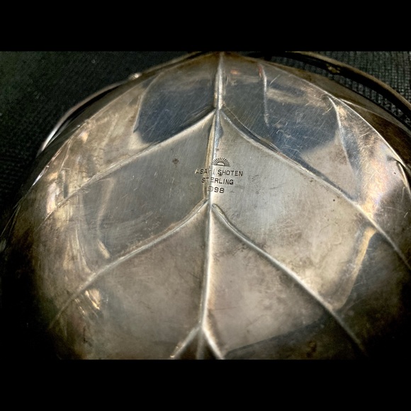 Sterling Art Deco Leaf Dish Tray *RARE* 998 Silver Japanese Vintage Asahi Shoten - Picture 5 of 9